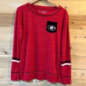 University of Georgia distressed retro style pocket long sleeve tshirt